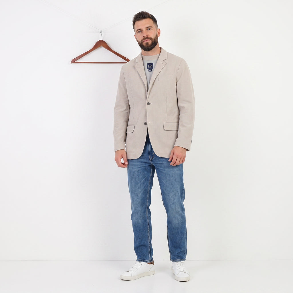 Gap Men M Blazer Breasted Striped Beige Bottoms Cotton Elegant Vintage  Top