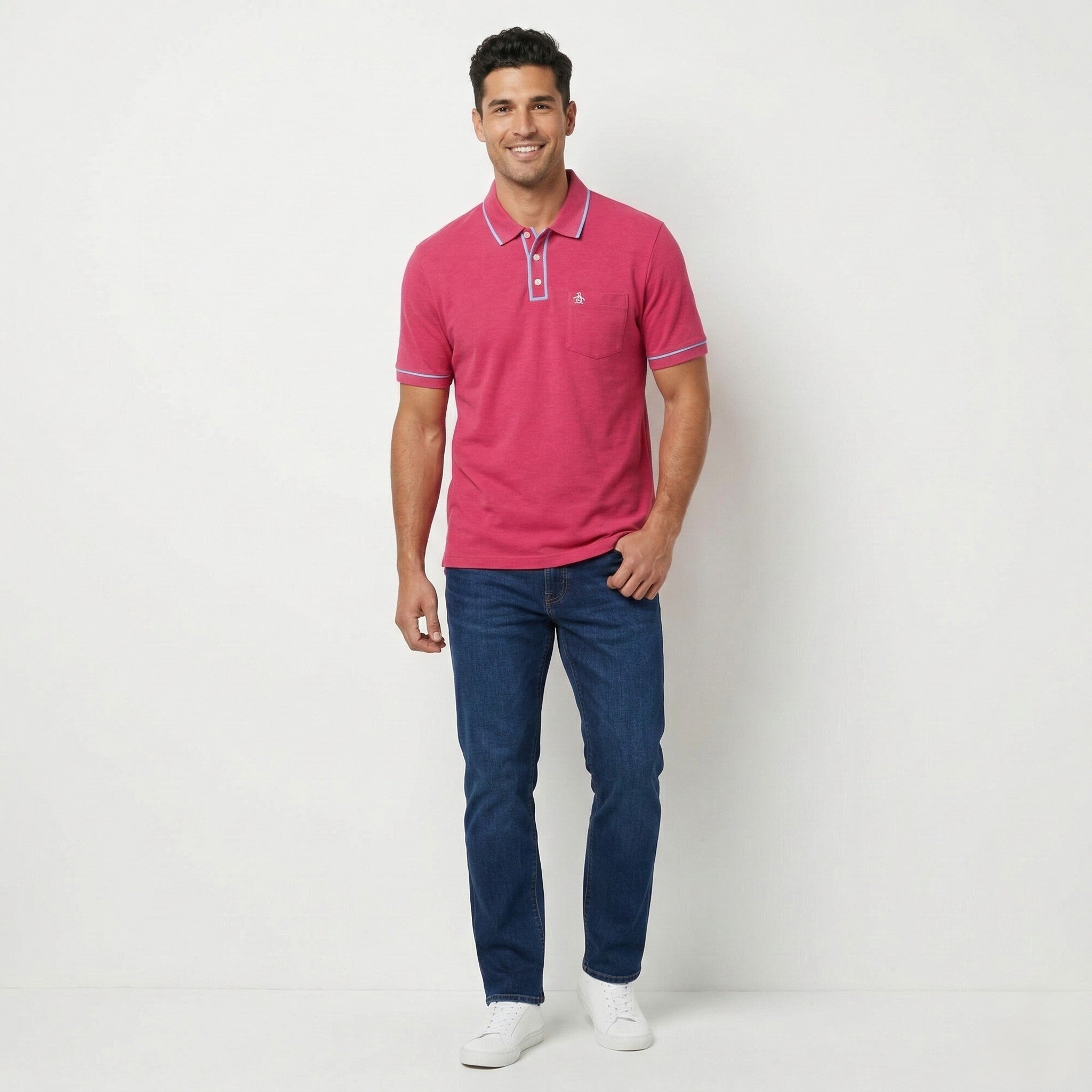 Penguin Men XXL Polo Shirt Raspberry  Cotton Heritage Slim Fit Stretch Classic Top