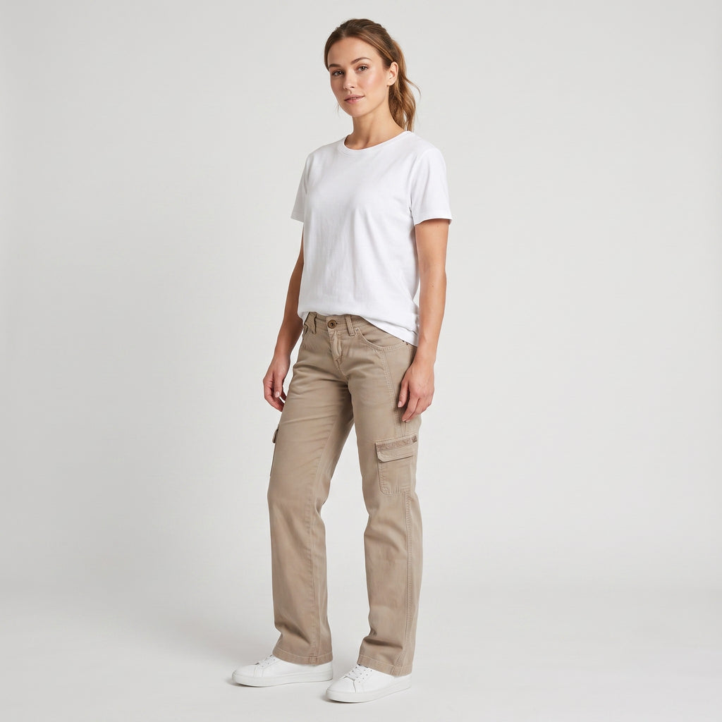 Stefanel Woman S Trousers Brown CottonCorduroy Vtg Wide Leg Low Waist Pockets Top