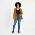 Vintage Women 48 XXL Jacket Mustard 100% Leather Suded Buttoned Casual Top