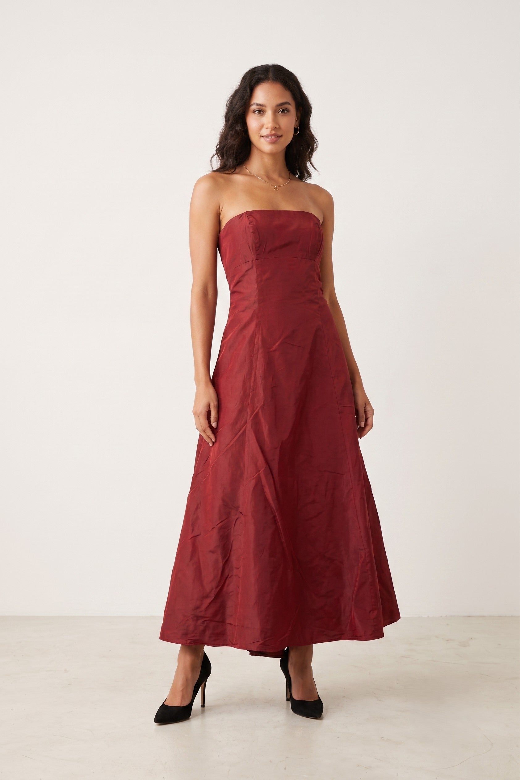 Debenhams Debut Women 10 S Dress Red Shiny Party Bandeau Netting Ball Gown