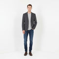 Jaeger Men 40 Blazer Gray Striped 100% Wool Single Breasted Mayfair Jacket