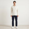 Chaps Ralph Lauren Men M Shirt Cotton Cream Striped Collar Long Sleeve Top