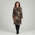 Barbara Schwarzer Women 10 14 M Coat Brown Gold Floral Buttoned Casual Top