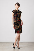 Adda Personalized Wear Women 38 S Dress Black Mini Chinese Style Flower Print