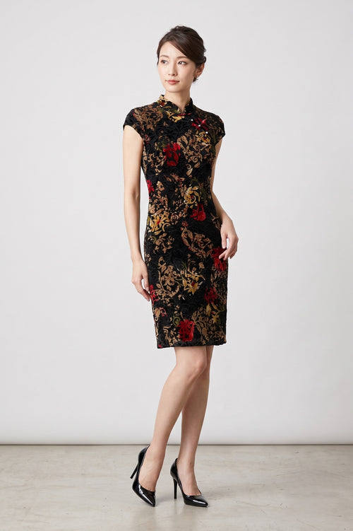Adda Personalized Wear Women 38 S Dress Black Mini Chinese Style Flower Print