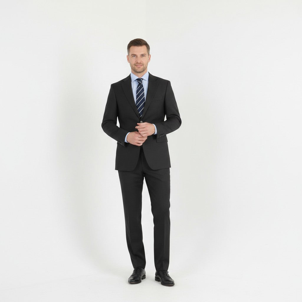 PAOLONI Men 48 38 Blazer Black Wool Cerruti 110's Single Breasted Made in Italy Jacket