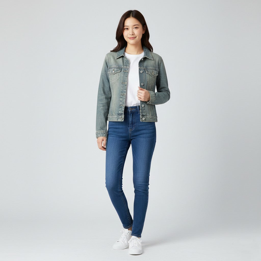 Diesel Women M (S) Denim Jacket Blue Faded Cotton made in Italy Jeans Top