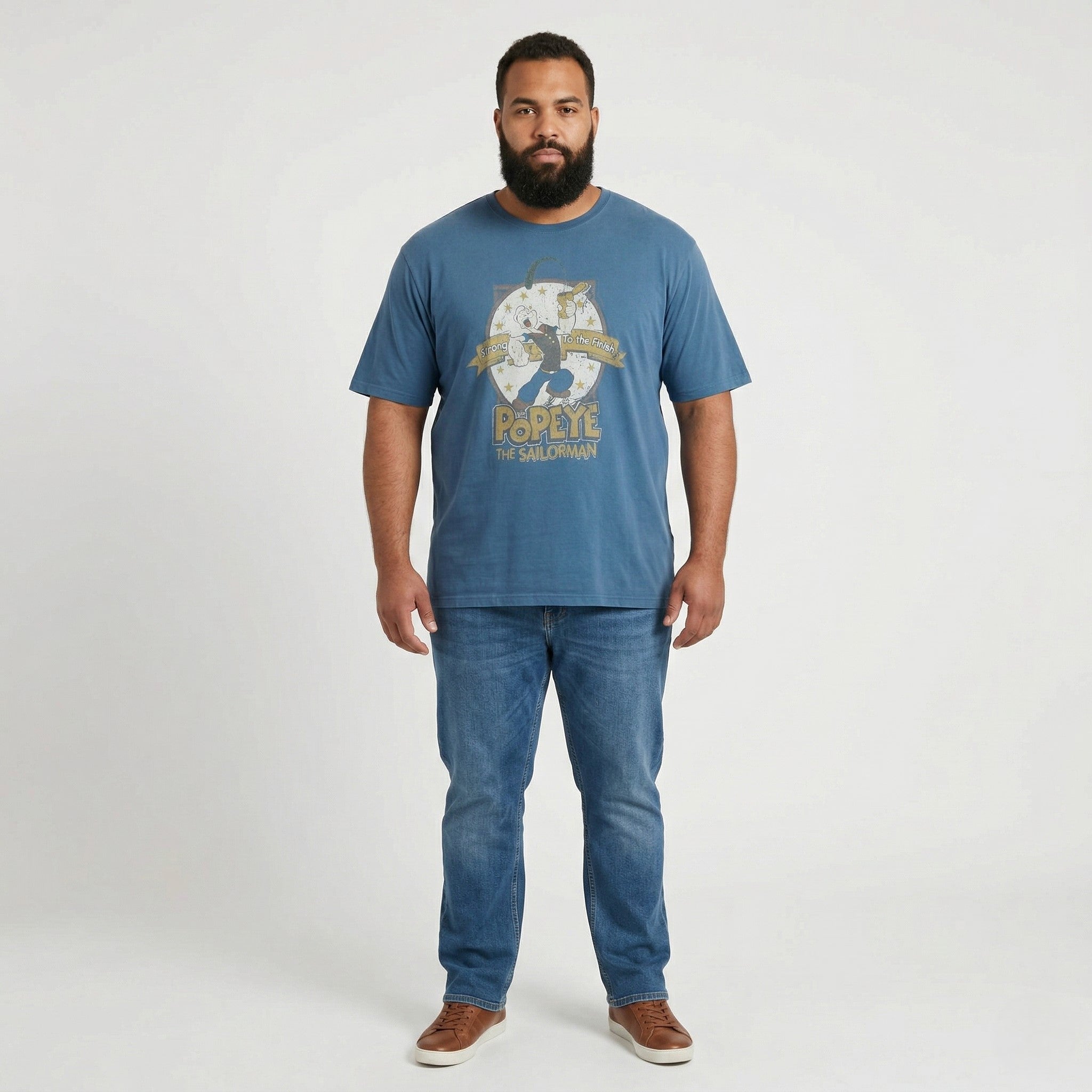 George Men XXL T-Shirt Sea Green Popeye The Sailor Cotton Graphic Crew Neck Top