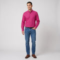 Pierre Cardin Men XL Casual Shirt Amaranth Cotton Smart Cut Button Down Collar Top