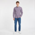 Fred Perry Men S Casual Shirt Checkered Blue Burgundy Long Sleeve Collar Elegant Cotton Top