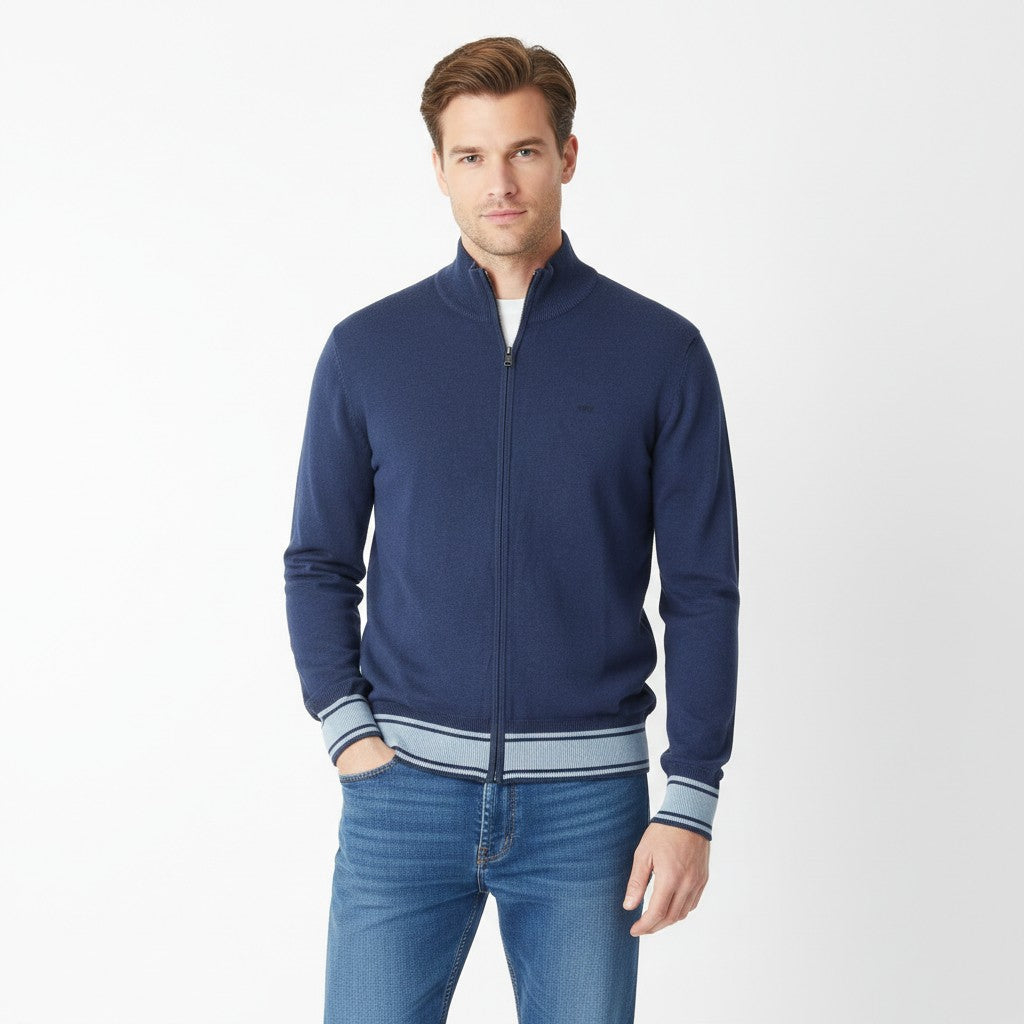 Levi's Men XL (L) Jumper Navy Cotton Knit Full Zipper Lightweight Soft Sweater