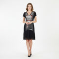 Peruggi Women S Dress Black Wool Vintage V Neck Translucent Stretch Made in Italy