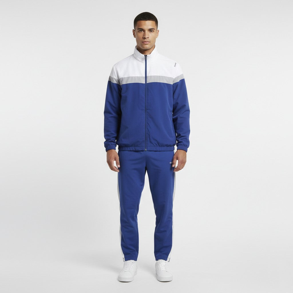 Reebok Men L Jacket White Blue Bomber Mesh Lined Zip Up Lightweight Active Sport Top