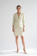 Episode Women 8 S Skirt Suit Green Wool Vintage  Blazer Silk Blend Set Retro