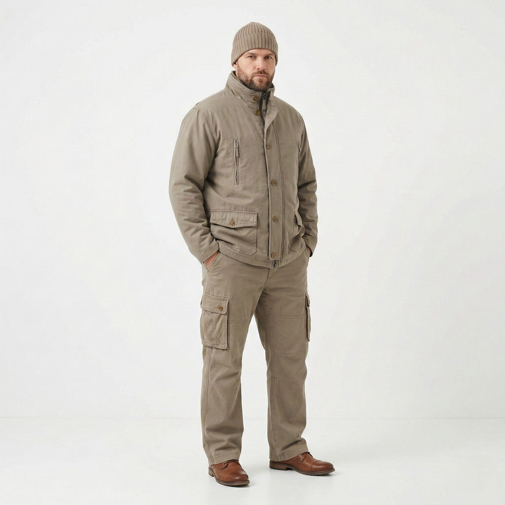 Schott NYC Men XL Jacket Khaki Cotton Military Gear Padded 2in1 Full Zipper Top