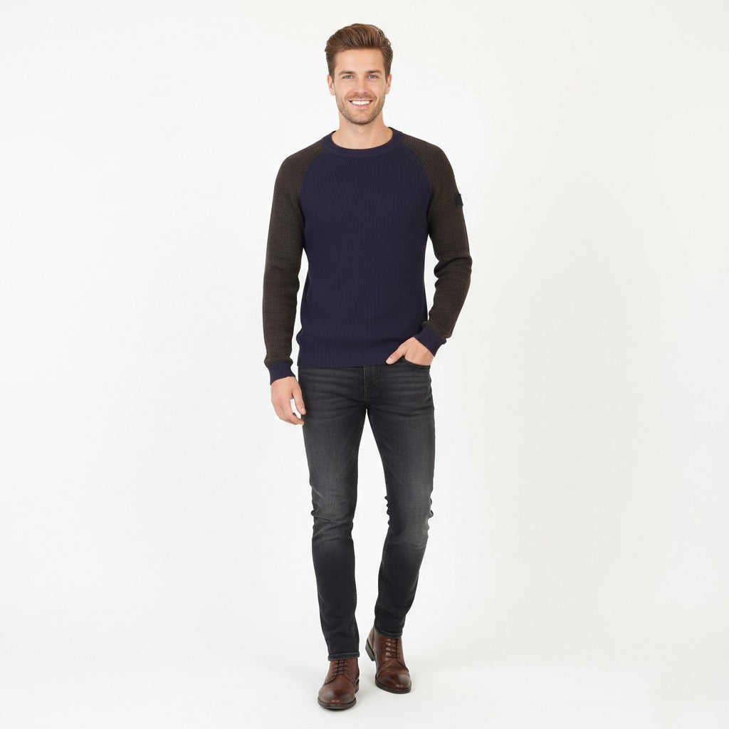 G-Star Raw Men M Jumper Navy Cotton Core Raglan Knit Crew Neck Pull classique