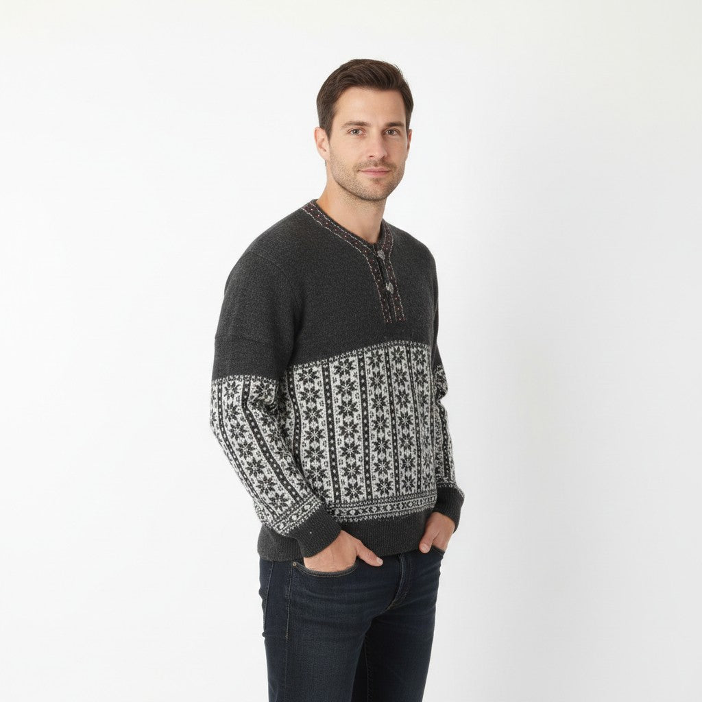 Broadway Men M Jumper Gray Wool Nordic Design Tyrol Vintage Sweater