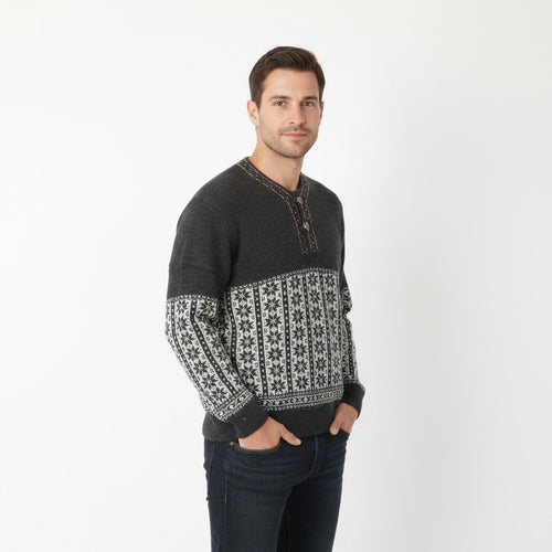 Broadway Men M Jumper Gray Wool Nordic Design Tyrol Vintage Sweater