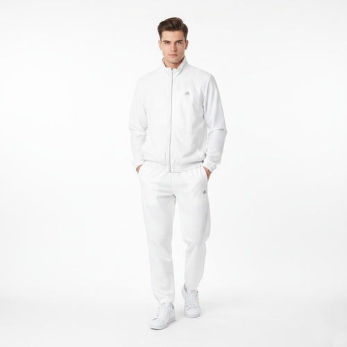 Adidas Men M 180 Jacket White Shiny Bomber Activewear Full Zipper Mesh Lined Top