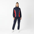 FILA Women L (M) Jacket Vintage Navy Full Zipper Waistband Retro Lightweight Top