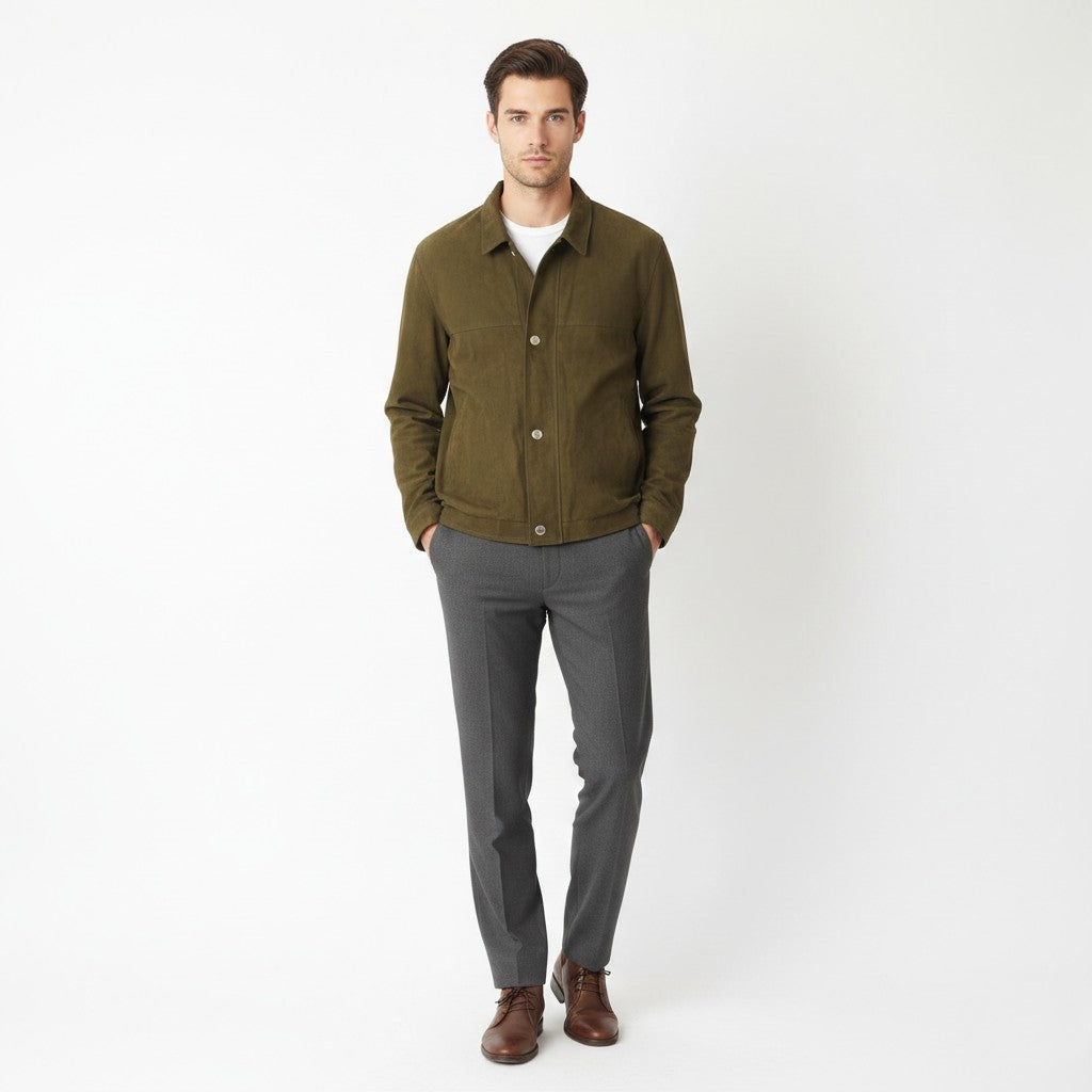 Bugatti Men 54 L Jacket Green Lightweight Casual Full Zipper Classic Top