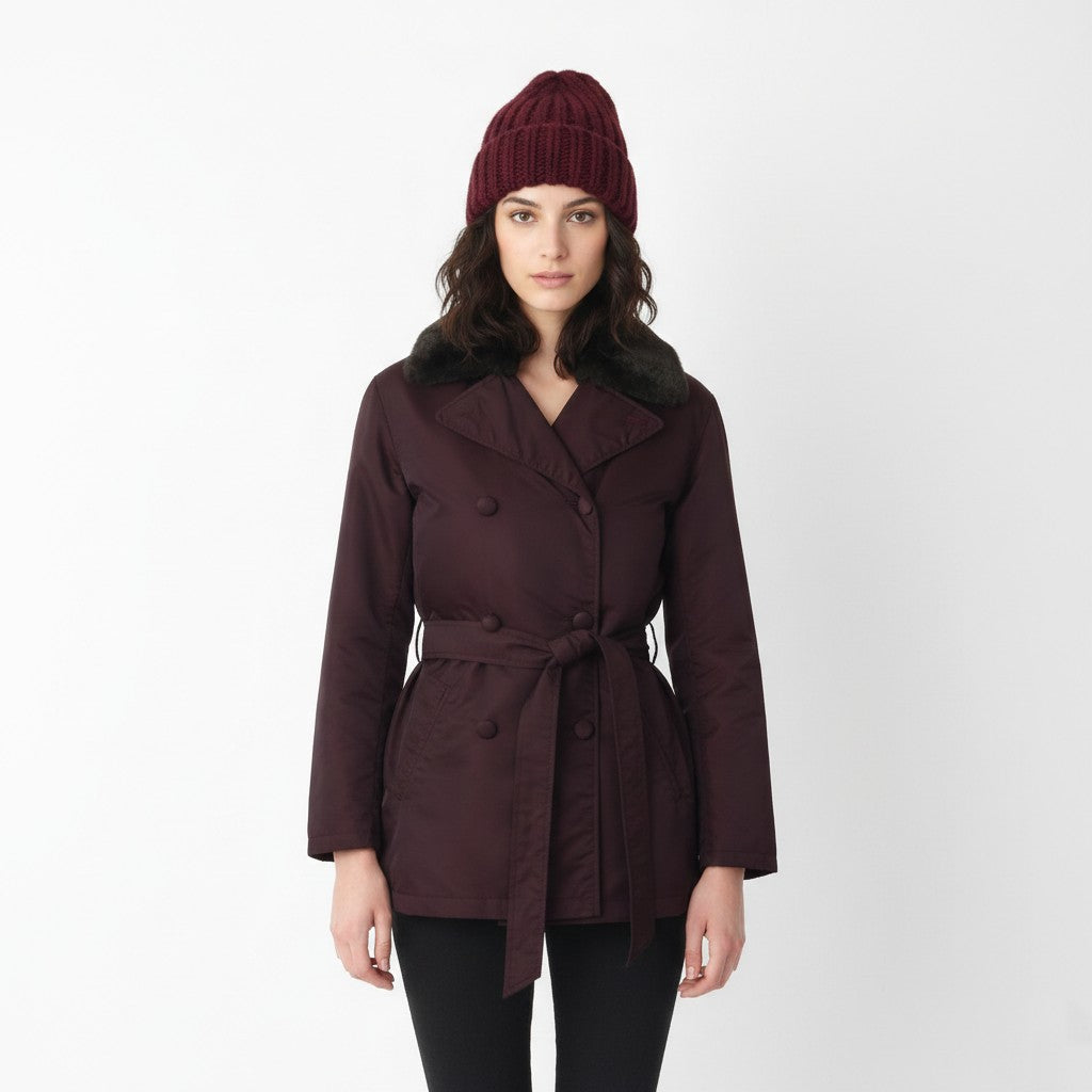 Andrew Marc Additions Women M Jacket Plum Micro-loft Removable Lining Classic Top