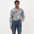 Andre Leon Men M Casual Shirt Multicoloured Traditional Alpine Aspen Ski Vintage Top