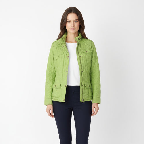 Barbour Women 36 10 S Jacket Green Quilted Amelia Quilt Nylon Zip Up Top