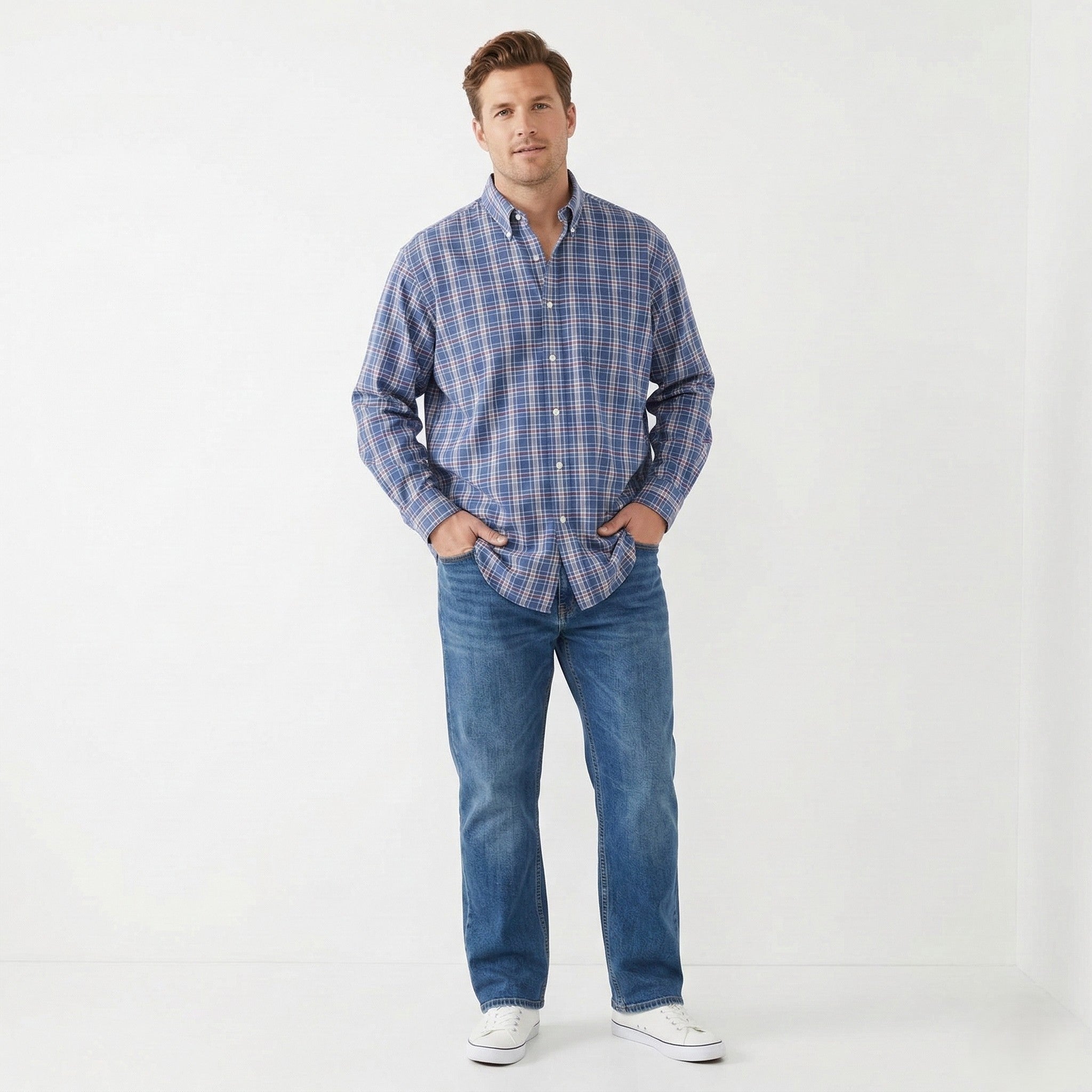 Brooks Brothers Men XL Casual Shirt Blue Check Cotton Regent Non Iron Long Sleeve Top