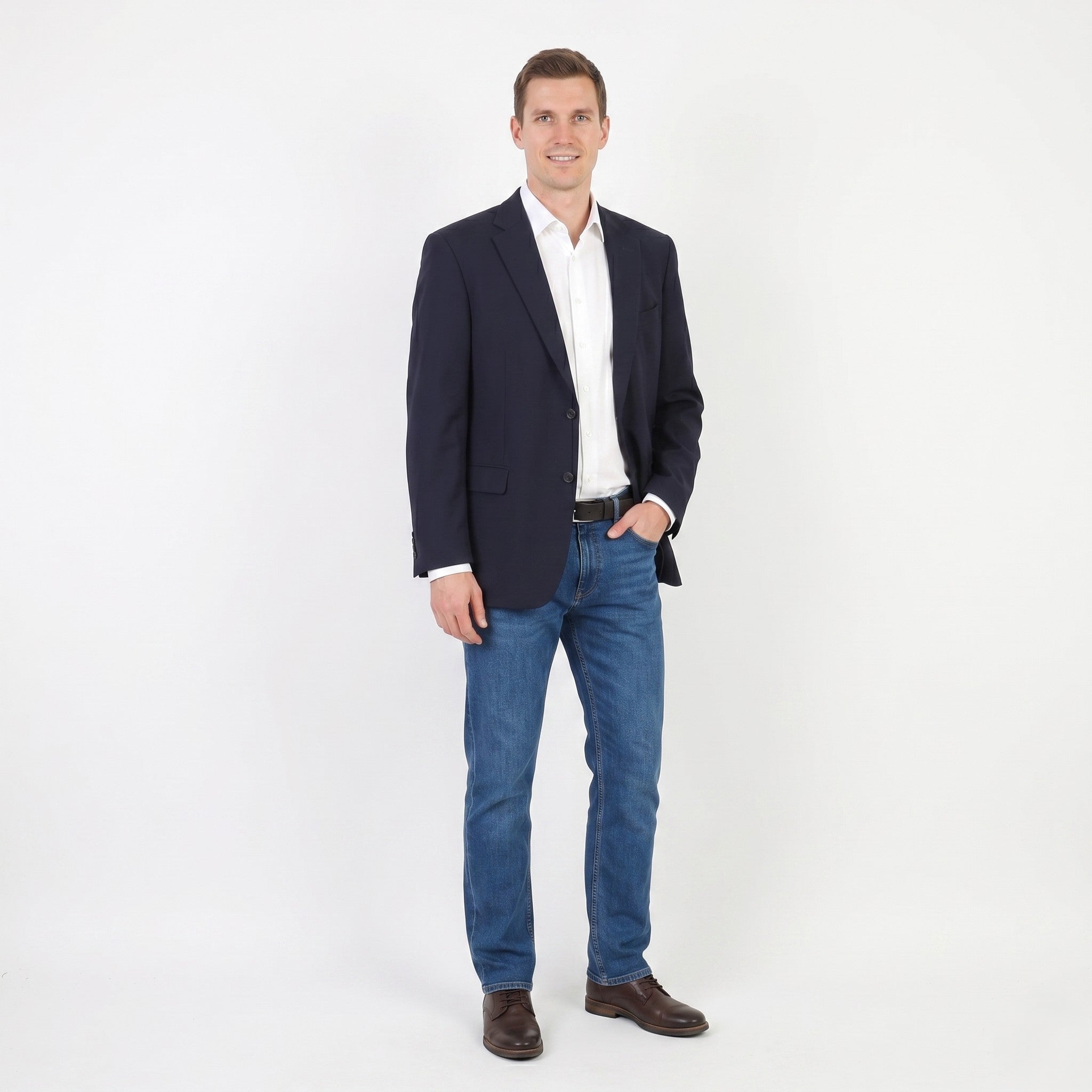 Hugo Boss Men 50 40 Blazer Navy Wool Elegant Single Breasted Vintage Bertolucci Film Jacket