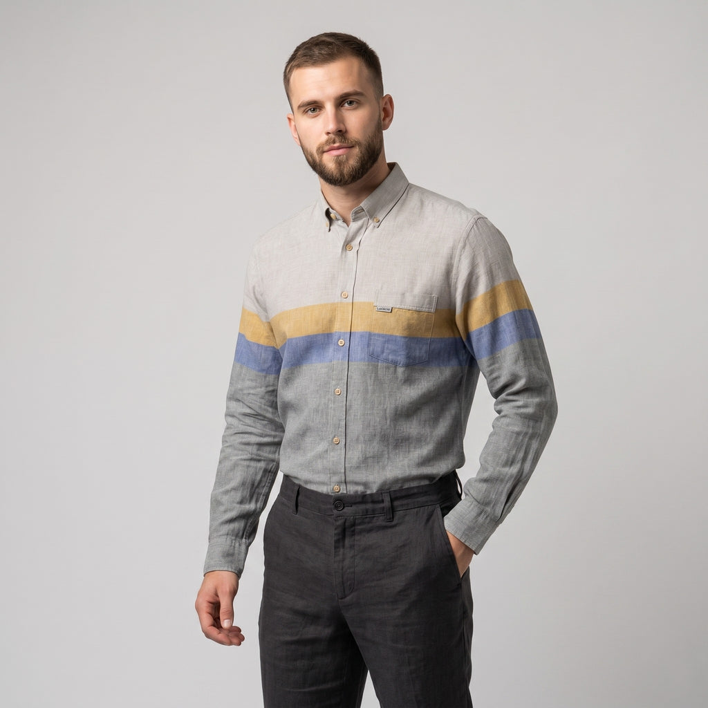 Adidas Men 40 15.5 S Casual Shirt Blue Vintage Cotton West Germany Long Sleeve Top