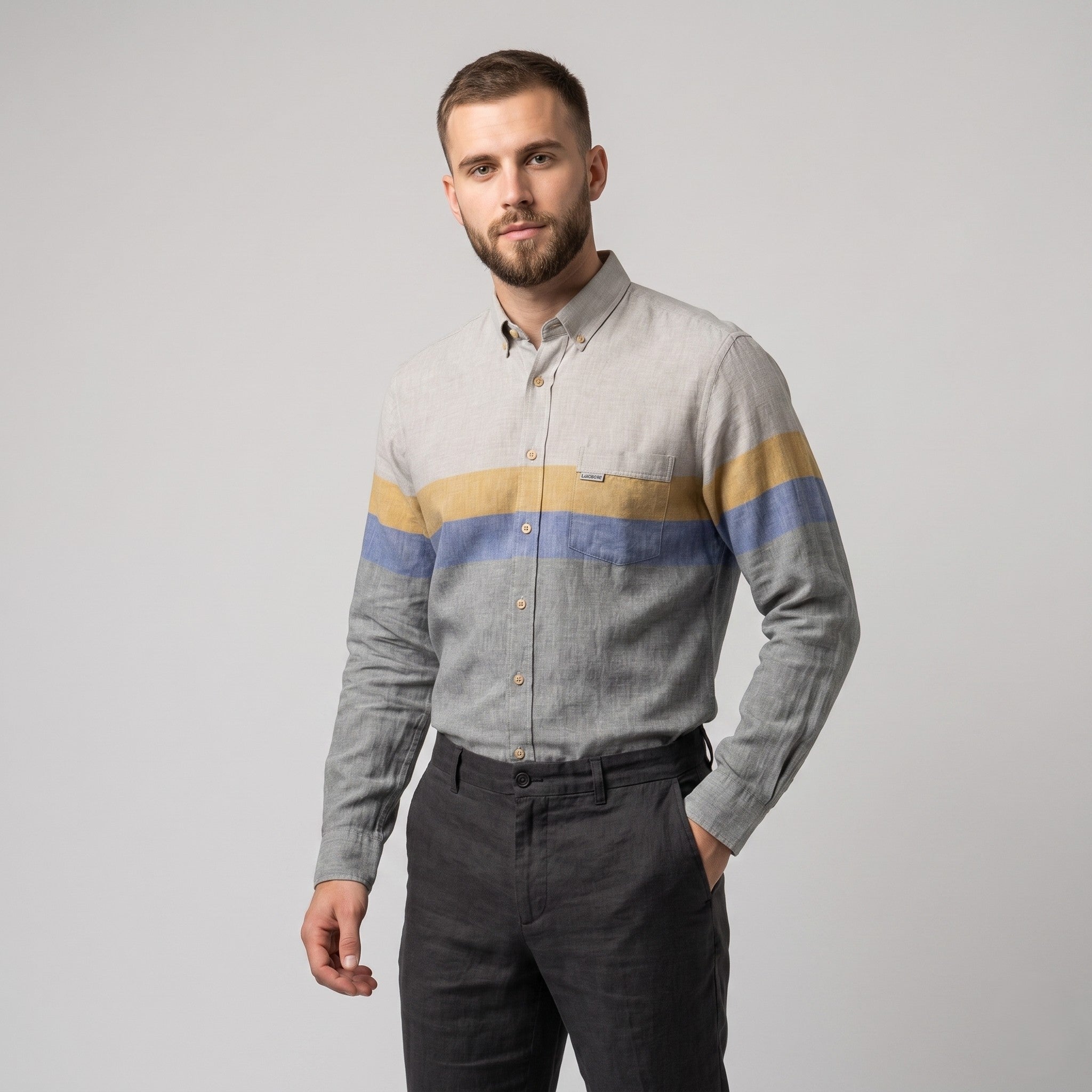Adidas Men 40 15.5 S Casual Shirt Blue Vintage Cotton West Germany Long Sleeve Top