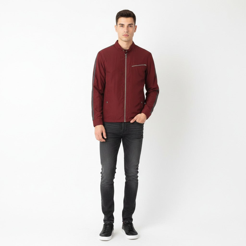 Converse Men S Jacket Burgundy Lightweight Sport Zip Pocket Full Zipper Top