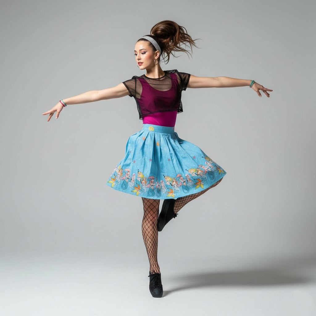 Dancing Days Women M Skirt Blue Cotton Midi Mermaids Fairy Dance