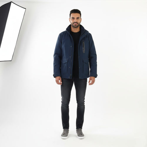 Blue Industry Men M Jacket Padded Navy Full Zipper Pockets Vintage Top