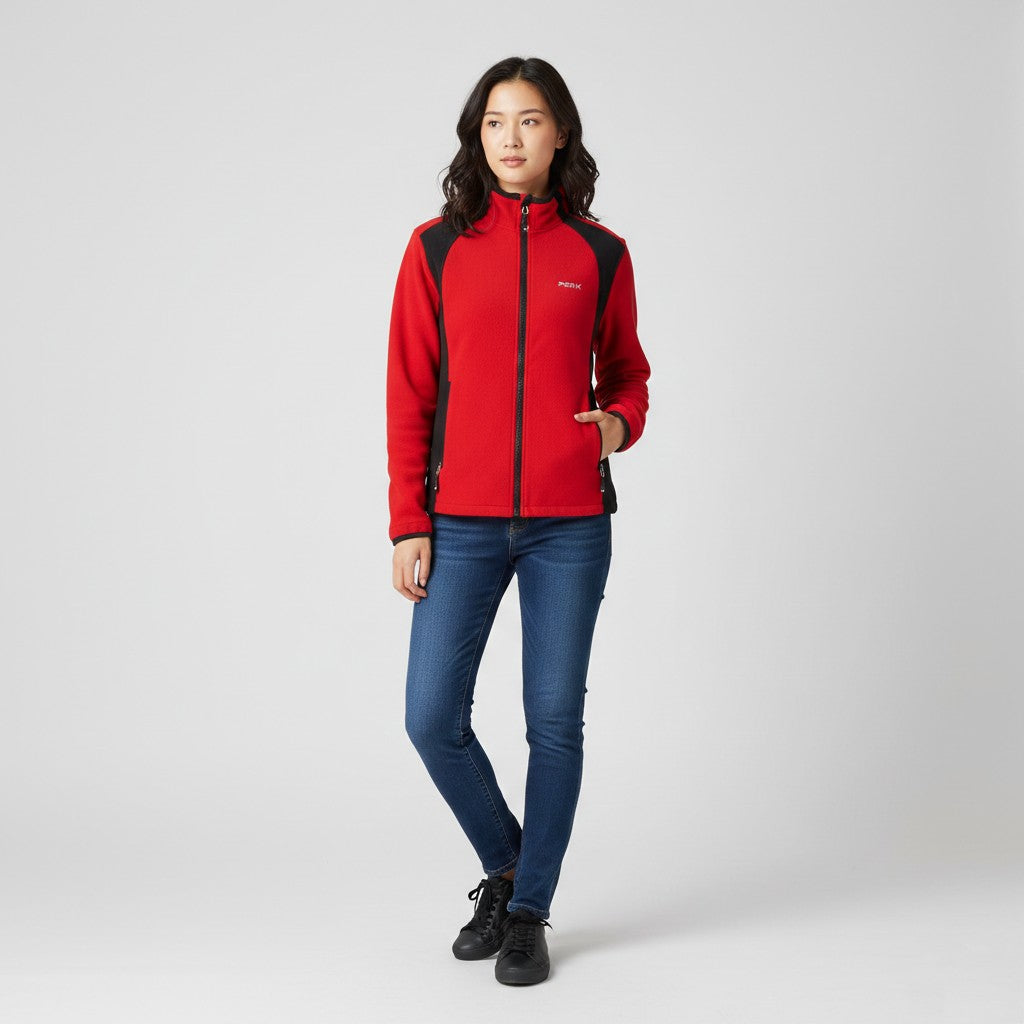 Peak Performance Women M Jacket Red Windstopper Zip Up WS FJ Outdoor Top