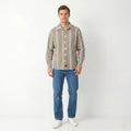 Lee Men XL Casual Shirt Brown Striped Cotton Western Standard Collar Long Sleeve Top