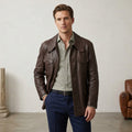 Meister Klasse Brisant Men 27 M Jacket Brown Leather Vintage Pockets Classic Top