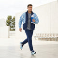 Adidas Men 174 M Jacket Blue Nylon Reflective Sportswear Zip Up Vintage Top