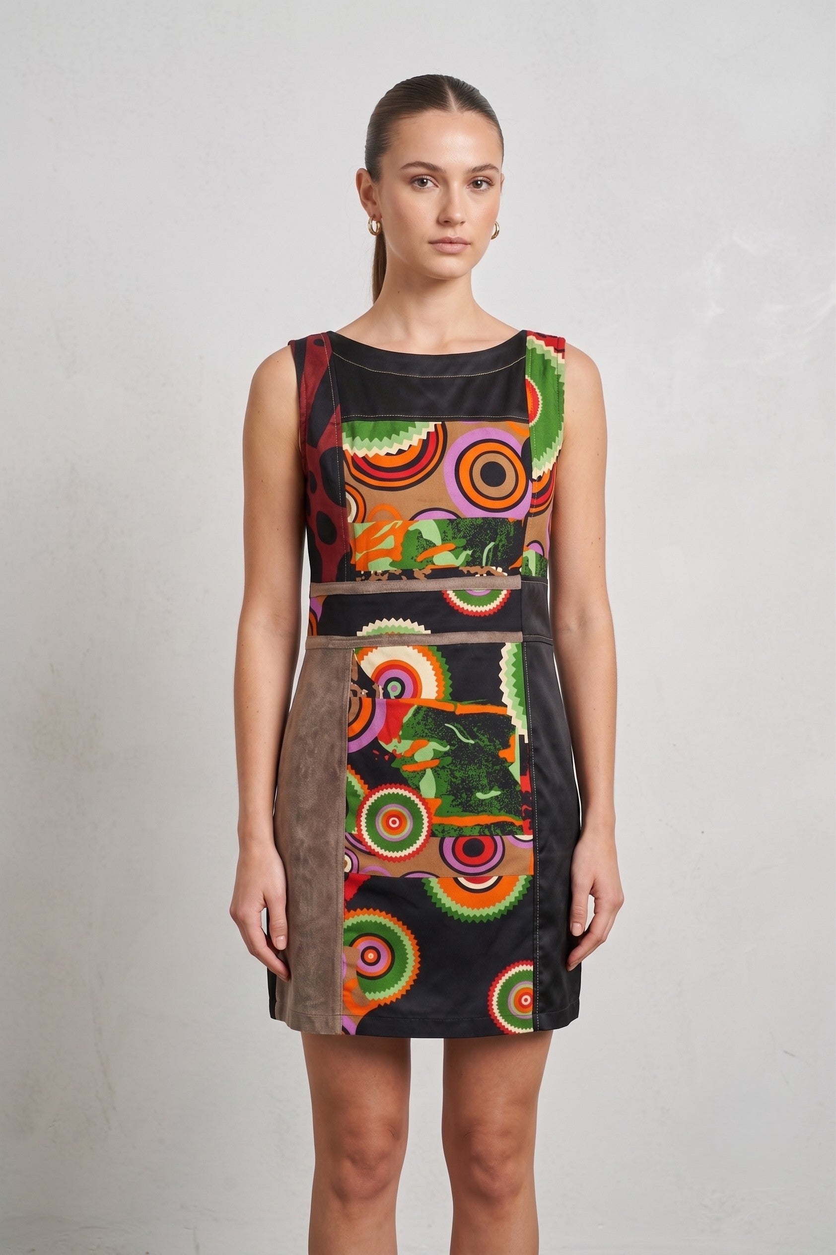 Rinascimento Dolce Vita Womens L (S) Dress Multi Printed Fitted Italy
