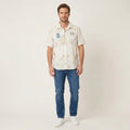 New La Martina Men L Casual Shirt Cream Cotton Buenos Aires Argentino Polo Gear Top