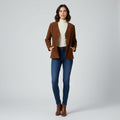 Jofama Women 40 M Leather Jacket Brown Suede Buttoned Classic Sweden Top