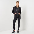 Champion Women L Sweatshirt Black Cotton Full Zipper Hooded Pockets Top
