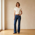 Polo Jeans Ralph Lauren Women 8 Jeans Trousers Navy lare Cotton Wide Leg Pants