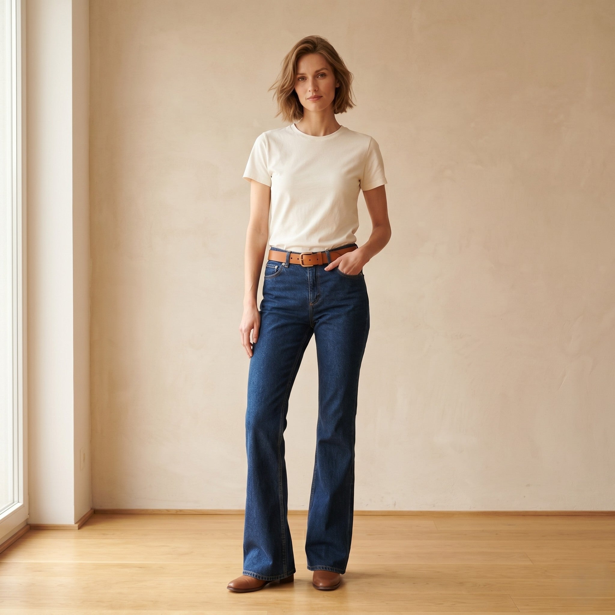 Polo Jeans Ralph Lauren Women 8 Jeans Trousers Navy lare Cotton Wide Leg Pants