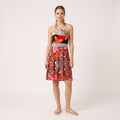 TU Women S Dress Multicoloured Floral Print Strapless Shiny Stretch Summer