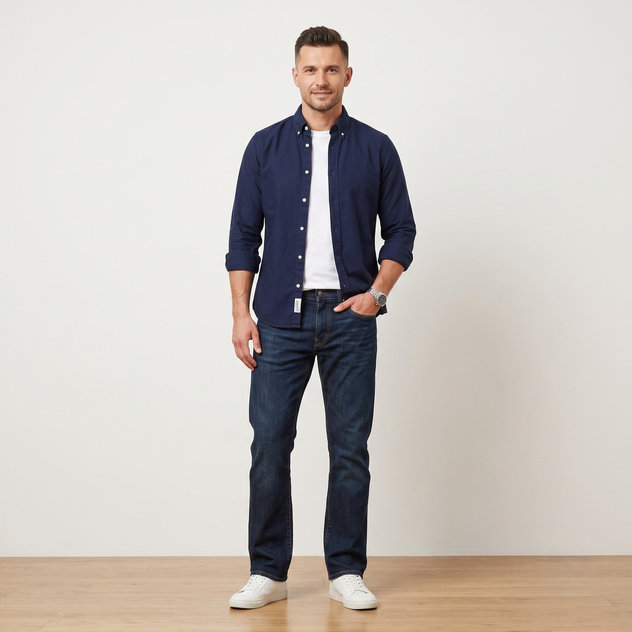 G-Star Raw Men 32 Jeans Trousers Navy Cotton 3301 Classic  Straight Leg Pants