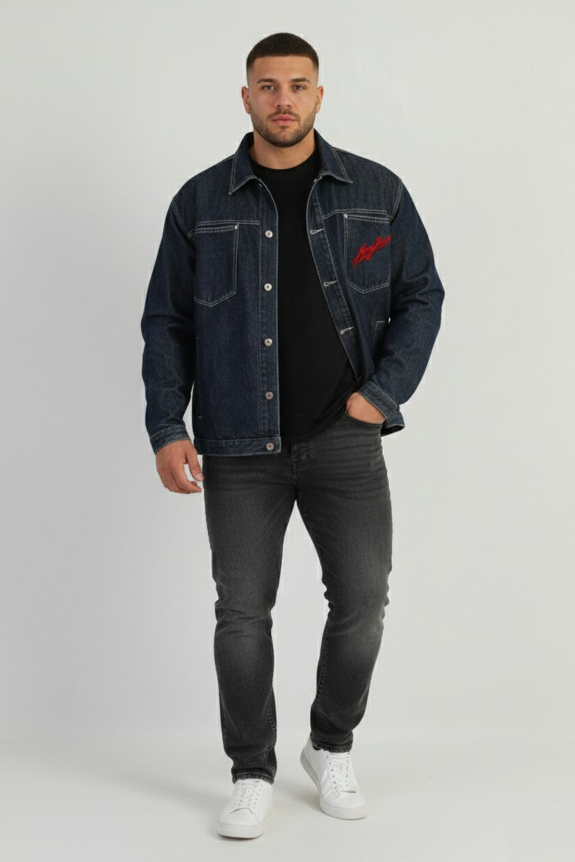 Vintage Karl Kani Denim Jacket 3XL Dark Navy Cotton Hip-Hop Icon