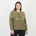 Bluhmod Femmes 46 L Cardigan Vert Laine Angora Vintage Embelli Pull